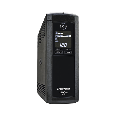 [CP1500AVRLCDA] UPS de 1500 VA/900 W, Topología Línea Interactiva, Entrada 120 Vca NEMA 5-15P, Tipo Mini Torre, Con 12 Tomas NEMA 5-15R