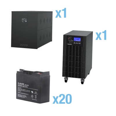 [HSTP3T10K100P-5MIN-STARTUP] UPS Trifásico de 10 kVA/10 kW, Topología Online Doble Conversión, Voltaje de 208/220 Vca de L-L, Respaldo de 5 Minutos al 100% de Carga, Incluye Módulo y Banco de Baterías 