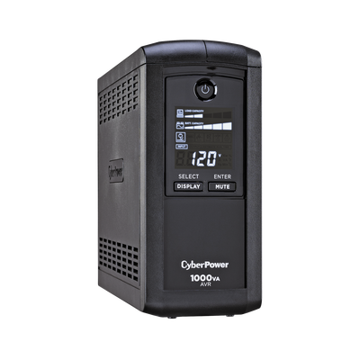 [CP1000AVRLCD] UPS de 1000 VA/600 W, Topología Línea Interactiva, Entrada 120 Vca NEMA 5-15P, Tipo Mini Torre, Con 9 Tomas NEMA 5-15R