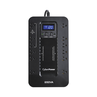 [EC850LCD] UPS de 850 VA/510 W, Topología Standby con Modo Ahorrador ECO, Entrada 120 Vca NEMA 5-15P, Con 12 Tomas NEMA 5-15R