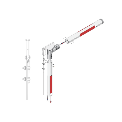 [1601-600] Kit de mástil iluminado de aluminio con Articulación para barreras DKS 1601