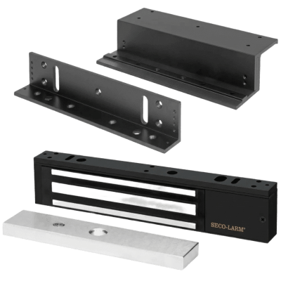 [E941SB600PQ/KITZ] Kit Para Control de Acceso Incluye Chapa Magnética de 600 Lbs / Montaje En Z y L /  Uso Interior / Certificación UL / Color Negro / Diseño Elegante