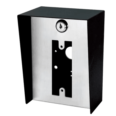 [BP-611] Gabinete para Montaje en Poste ENFORCER / Carcasa de Acero con Pintura en Polvo / Placa Frontal de Acero Inoxidable con Bisagra / IP65 Impermeable / Incluye Herrajes de Montaje y 2 Llaves / Compatible con Dispositivos de Formato Angosto y Ancha