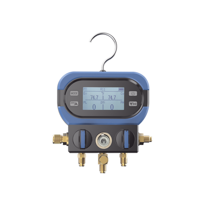[DM-AA] Manifold Digital DMAA 2 Válvulas / Sensor Digital Alta Precisión / Pantalla LCD Retroiluminada / Rango -14 a 800 psi (55 bar) / Compatibilidad Múltiples Refrigerantes / Diseño Anti-Caídas / Incluye 3 Mangueras y Adaptado