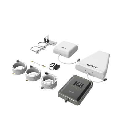 [EP-5G-PBS] Kit Amplificador de Señal Celular 2G, 3G, 4G y 5G / Mejora llamadas convencionales y VoLTE / Amplifica señal de TELCEL, AT&T, MOVISTAR, BAIT,DiRi y más / Cubre hasta 300 m² con una antena y hasta 600 m² con 2 antenas.