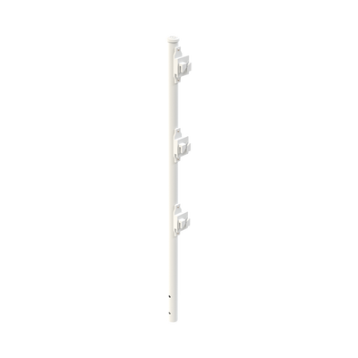 [SYS-POST-7W] Poste de Paso Blanco de 0.75m para Cerca Electrificada. Tubo Galvanizado cal. 18 de 1"Diam. con Tapón y 3 Aisladores Instalados.