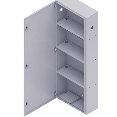 [GBP04] Gabinete para instalación de 4 Baterías , Fabricado en Lámina Galvanizada, Accesorios para poste (No incluidos)
