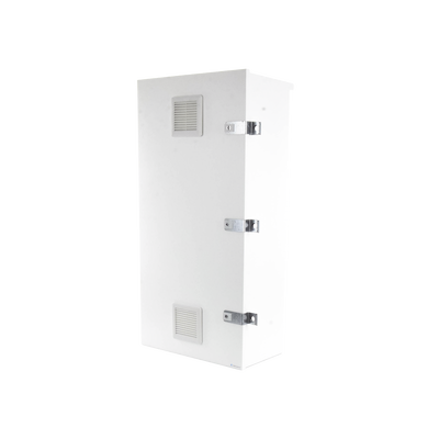 [EI-PCB-04-11-03-W3V] Gabinete para instalación de 3 Baterías PL110D12, Fabricado en Lámina Galvanizada, Accesorios para piso o poste (No incluidos)