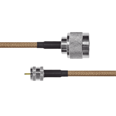 [SN-142-MIN-180] Jumper de Cable Coaxial RG-142/U de 180 cm y Conectores N Macho a Mini-UHF Macho.