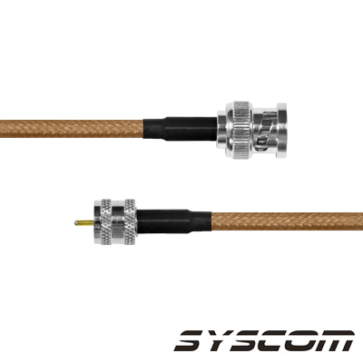 [SBNC-142-MIN-60] Cable Coaxial RG-142/U de 60 cm. para 50 Ohm, con Conectores BNC Macho a Mini UHF Macho.