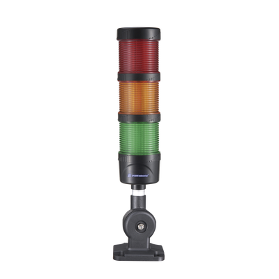 [EI-3-RAG-24] Torre LED Indicadora de estado de 3 niveles color Rojo, Ámbar y Verde, con Buzzer integrado a 85 dB,  a 24 VCD con Montaje incluido de 60 mm de diámetro