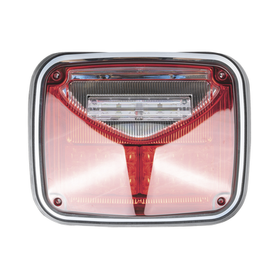 [XLTE1755R] Luz de advertencia de 8 X 6", Color Rojo, Con Luz de Trabajo Clara, Ideal para Ambulancias
