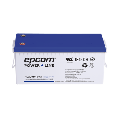 [PL200D12V2] Batería de respaldo 12 V 200 Ah AGM | Certificada UL94-HB Retardo a la flama básica | Ciclo profundo | Para uso en aplicaciones fotovoltaicas y de emergencia | Terminales T5