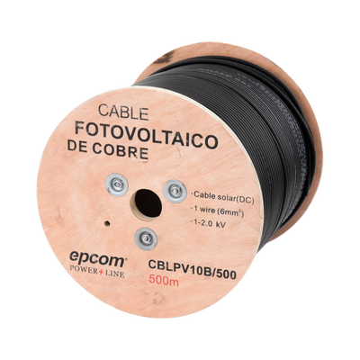 [CBL-PV-10B/500] Carrete de 500 Metros / Cable Fotovoltaico Negro / 6mm² (10AWG) / Material COBRE /  2000 Vcc