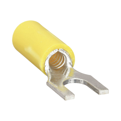 [RC1157-100] Terminal tipo horquilla ( espada ) aislada / 12 - 10 AWG / Amarillo / Paquete de 25 piezas.