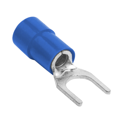 [RB1157-100] Terminal tipo horquilla ( espada ) aislada / 16 - 14 AWG / Azúl / Paquete de 25 piezas.
