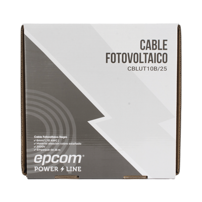 [CBL-UT-10B/25] Cable Fotovoltaico Negro / Cobre Estañado / 6 mm² (10 AWG) / 2000V / Rollo de 25 m / / UL 4703 y TUV