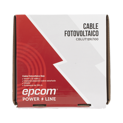 [CBLUT12R/100] Cable Fotovoltaico Rojo/ Cobre Estañado / 4 mm² (12 AWG) / 2000V / Rollo de 100 m / / UL 4703 y TUV