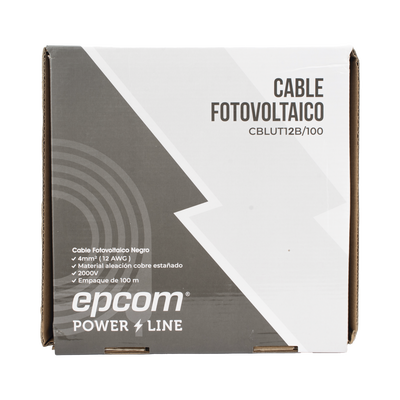 [CBLUT12B/100] Cable Fotovoltaico Negro / Cobre Estañado / 4 mm² (12 AWG) / 2000V / Rollo de 100 m / / UL 4703 y TUV