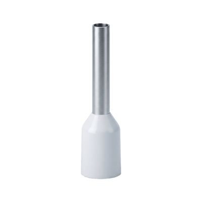 [E0508] Conector Ferrule | 22AWG | 0.5mm²  | Conductor Latón Estañado  | Aislamiento PVC Blanco | 25 Piezas por Bolsa