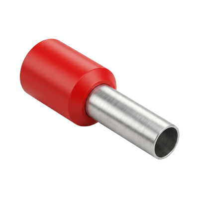 [E1008] Conector Ferrule | 18AWG   |  1.0 mm²  | Conductor Latón Estañado  | Aislamiento PVC Rojo  | 25 Piezas por Bolsa