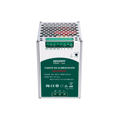 [SDR4808BK] Fuente de Alimentación Industrial | Tipo DIN Riel | 48 VCC | 10 A | Capacidad de baterías de respaldo