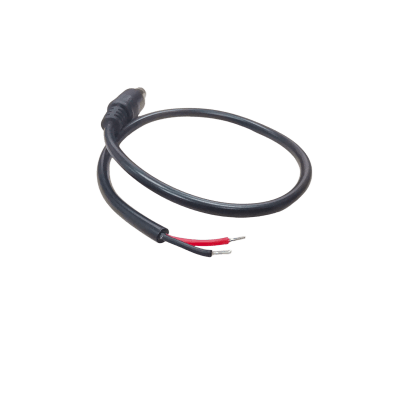 [DC-CORD-B] Cable con Conector Macho (Pigtail)  | Forro negro | Alimentación para Vcc con Puntas Libres / Polarizado / Largo 22 cm (8.66 Pulgadas) / Calibre 22AWG.