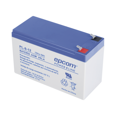 [PL912] Batería 12 Vcc / 9 Ah / UL / Tecnología AGM-VRLA / Para uso en equipo electrónico Alarmas de intrusión / Incendio/ Control de acceso / Video Vigilancia / Terminales F1 / Cargador recomendado CHR-80.