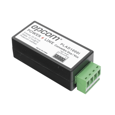 [PLAD1000I] (2 en 1) Convertidor de Energía 24 Vca a 12 Vcc (CA a CD) y Filtro Contra Ruido para Cámaras / Voltaje de Entrada 20~30 Vca / Salida 12Vcc @ 1 A / ENVIO DE ENERGIA A LARGAS DISTANCIAS / Terminales Tipo Tornillo. 