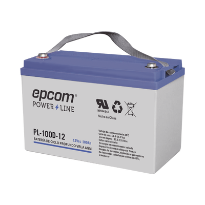 [PL-100-D12] Acumulador EPCOM 12V, 100Ah Tecnología VRLA AGM Ciclo Profundo para Aplicaciones Fotovoltaicas terminales tipo M6 ( HEX )