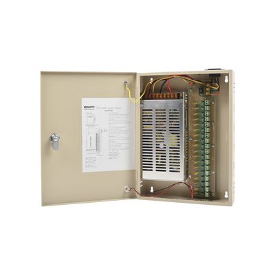[PL-12-DC-20A] Fuente de alimentación para 12 Vcc, 20 A, 18 salidas; Voltaje de entrada : 100-240 Vca, con capacidad de respaldo, requiere batería