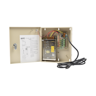 [PL-12-DC-5A] Fuente de poder profesional para CCTV  de 12 Vcc @ 5A,  para 4 cámaras ; Voltaje de entrada de 100-240 Vca