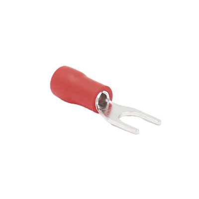 [RA1147] Terminal tipo horquilla ( espada ) aislada / 22 - 16 AWG / Rojo / Paquete de 25 piezas.