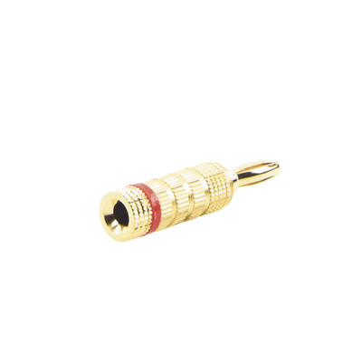 [EP-BSCR] Conector Banana Tipo Tornillo para Bocinas | Instalaciones Profesionales de Audio | Chapado en Oro | Color Rojo (1 Pieza)