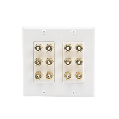 [EP-WP6S] Placa de Pared | Postes de Unión Tipo Banana | Conexión para 6 Altavoces | Fácil Instalación | Conectores Chapados en Oro