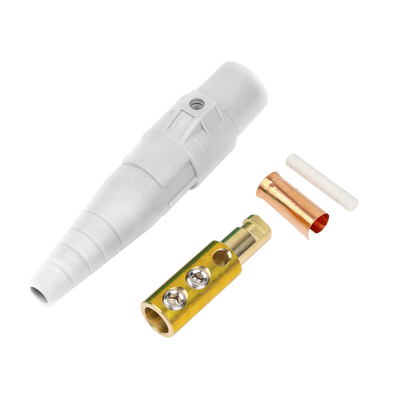 [EP-CAMLOCK-400A-M-WHITE] Conector Macho Camlock / 400 Amperes / 600V AC / Sección Cable 50-95 mm² / Abrazadera Compresión / Plástico Ingeniería / Múltiples Colores