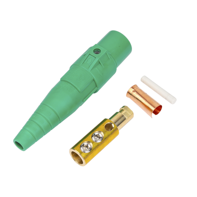 [EP-CAMLOCK-400A-M-GREEN] Conector Camlock Macho / 400 Amperes / AC 600V / Sección Cable 50-95 mm² / Abrazadera Compresión / Plástico Ingeniería / Varios Colores