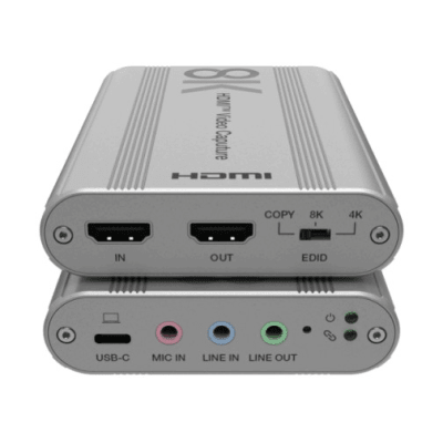 [EPCUH80] Tarjeta de Captura HDMI 8K a USB 3.2 Gen 1 | Resolución 8K@60Hz y 4K2K@144Hz | Ancho de Banda 48Gbps | Mezcla de Audio HDMI-Micrófono-Línea | Compatibilidad Multiplataforma Windows-macOS-Linux | Carcasa de Aluminio Plateado