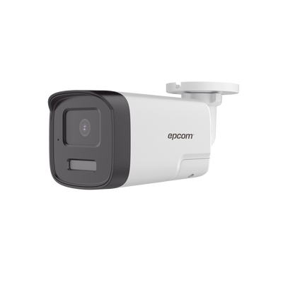 [B4K-TURBO-EX4] [Audio Bidireccional + Dual Light + ColorVu] Bala TURBOHD 4K (8 Megapixel) / Lente 2.8 mm / 40 mts IR EXIR + 40 mts Luz Blanca / Micrófono y Bocina Integrado / Exterior IP67 / Metal / dWDR