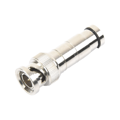 [TT-RG-16] Conector BNC Macho en 75 Ohm, de Compresión Axial para Cable Coaxial RG-59/U, Níquel/ Oro/ Politetrafluoroetileno.