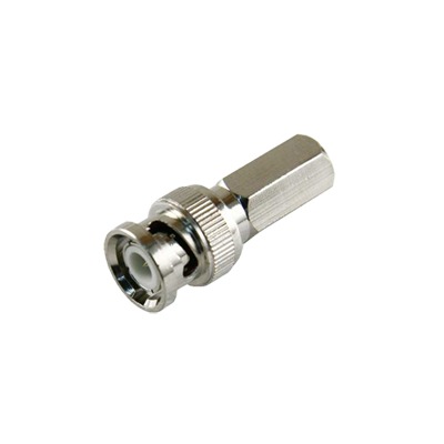 [TT-RG-92] Conector BNC Macho de Ensamble Roscable (Hex.) en Sentido de las Manecillas de Reloj para Cable Coaxial RG-59/U, Níquel/ Oro/ Delrin.