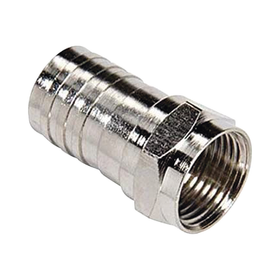 [TT-CON-534] Conector F Macho, Plegable de Doble Blindaje para cable RG-6, Cuerpo de Bronce Niquelado.
