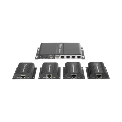 [TT714PRO] Kit Divisor y Extensor HDMI (Extender Splitter)  / Divide 1 Fuente HDMI a 4 Pantallas / Extiende la señal HDMI hasta 40 m / Resolución 1080P @ 60 Hz / Cat 6/6a/7 / Cero Latencia / Salida Loop en el Tx / IR / Alimente solo el Tx (PoC).