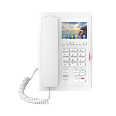 [H5WW] (H5W Color Blanco)Teléfono IP WiFi para Hotelería, profesional de gama alta con pantalla LCD de 3.5 pulgadas a color, 6 teclas programables para servicio rápido (Hotline) PoE