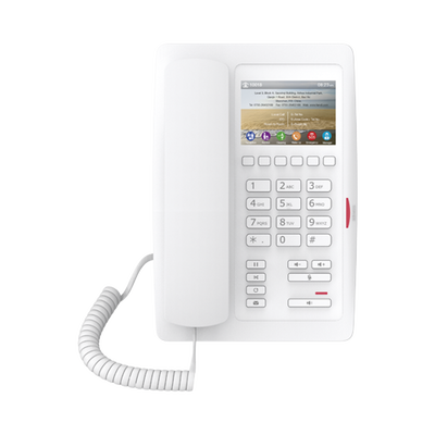 [H5W] (H5 Color Blanco)Teléfono para Hotelería, profesional de gama alta con pantalla LCD de 3.5 pulgadas a color, 6 teclas programables para servicio rápido (Hotline) PoE 