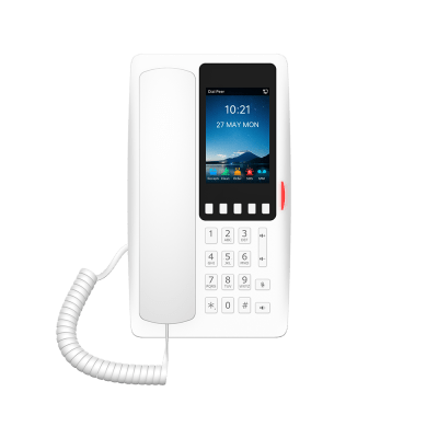 [H6WW] Teléfono IP Hotelero Wi-Fi 6 / Pantalla IPS 3.5" 320x480 / 2 Líneas SIP / 5 Teclas Programables / Puerto USB-A / PoE 802.3af / Audio HD / Diseño Blanco