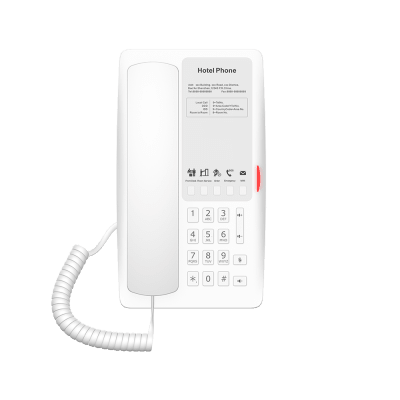 [H4W] Teléfono IP Hotelero / 2 Líneas SIP / 5 Teclas Programables / Puerto USB-A de Carga / PoE 802.3af / Diseño Blanco / Audio HD Manos Libres