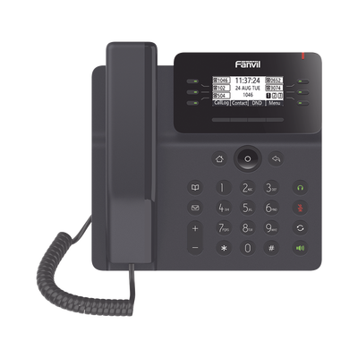 [V62] Teléfono IP Empresarial Esencial para 6 líneas SIP, pantalla grafica matriz de puntos, PoE, puertos Gigabit, conferencia local de 6 vías.