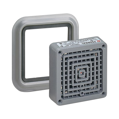 [350TR-024] Bocina Vibratone® con placa de ajuste de hasta 110 dB, Listado por UL y cUL, 24 VCA, Color Gris