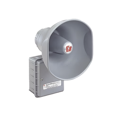 [AM300] AudioMaster® Altavoz de bocina reentrante para megafonía y anunciamiento público, 15 W de Potencia, Listado contra incendios UL, Color Gris